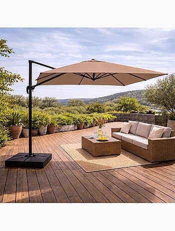CEZIR Parasol rectangulaire 3x4 déporté rotatif orange en aluminium