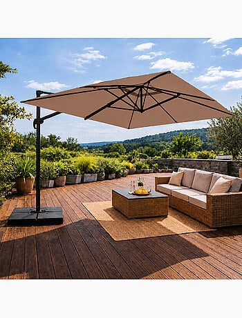 CEZIR Parasol rectangulaire 3x4 déporté rotatif orange en aluminium