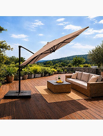 CEZIR Parasol rectangulaire 3x4 déporté rotatif orange en aluminium