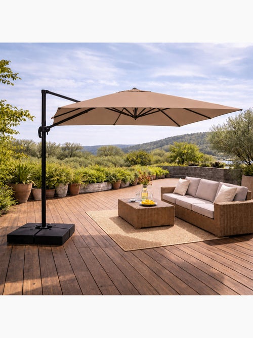 CEZIR Parasol rectangulaire 3x4 déporté rotatif taupe en aluminium - Kiabi