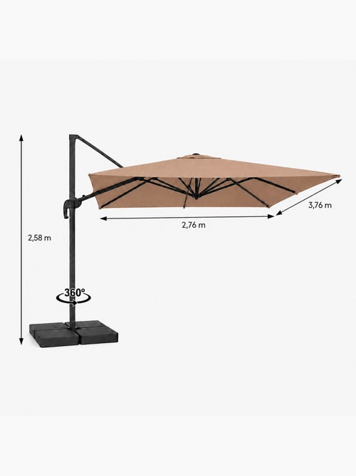 CEZIR Parasol rectangulaire 3x4 déporté rotatif taupe en aluminium - Kiabi