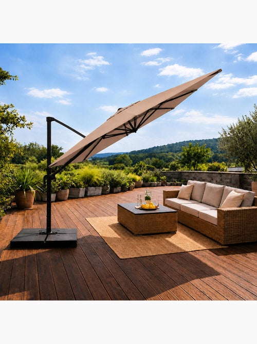 CEZIR Parasol rectangulaire 3x4 déporté rotatif taupe en aluminium - Kiabi