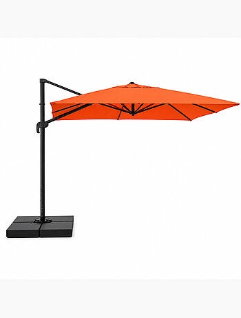 CEZIR Parasol rectangulaire 3x4 déporté rotatif orange en aluminium