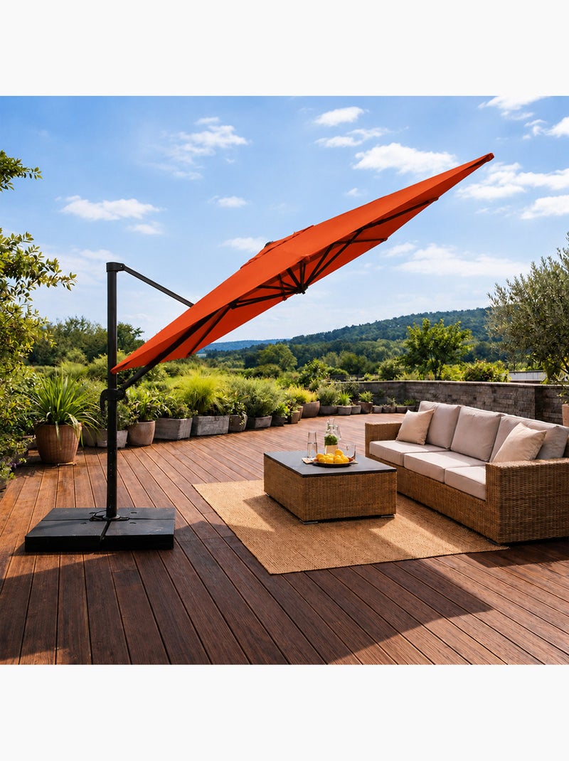 CEZIR Parasol rectangulaire 3x4 déporté rotatif terracotta en aluminium Terracotta - Kiabi