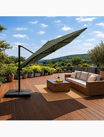 CEZIR Parasol rectangulaire 3x4 déporté rotatif orange en aluminium