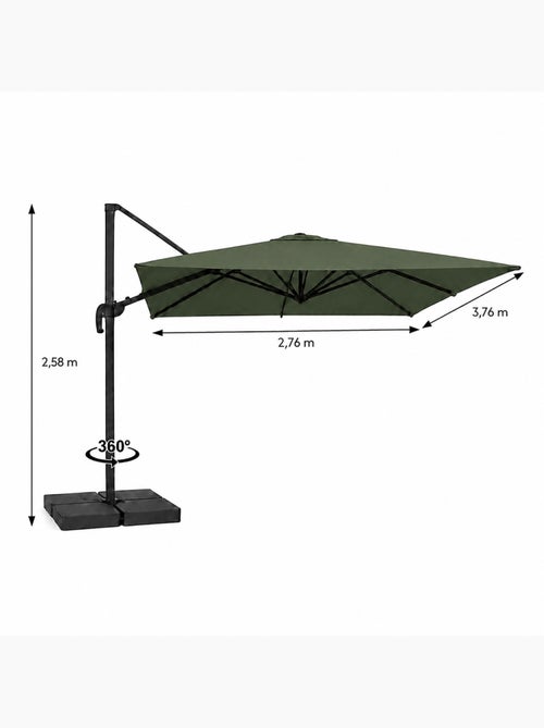 CEZIR Parasol rectangulaire 3x4 déporté rotatif vert en aluminium - Kiabi