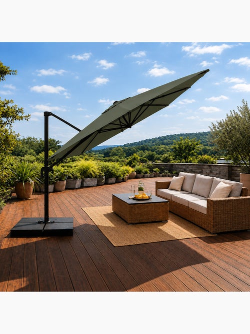 CEZIR Parasol rectangulaire 3x4 déporté rotatif vert en aluminium - Kiabi