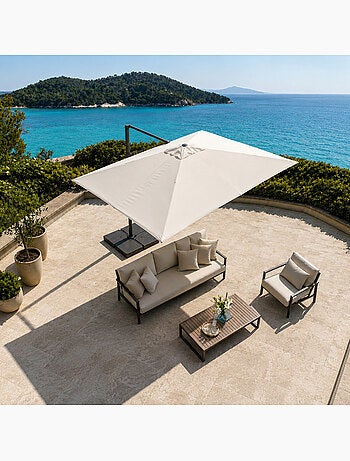 CEZIR Parasol rectangulaire 3x4 déporté rotatif orange en aluminium