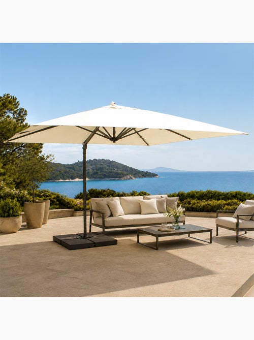 CEZIR Parasol rectangulaire 4x3m déporté rotatif écru en aluminium - Kiabi