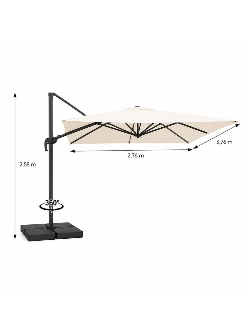 CEZIR Parasol rectangulaire 4x3m déporté rotatif écru en aluminium Ecru - Kiabi
