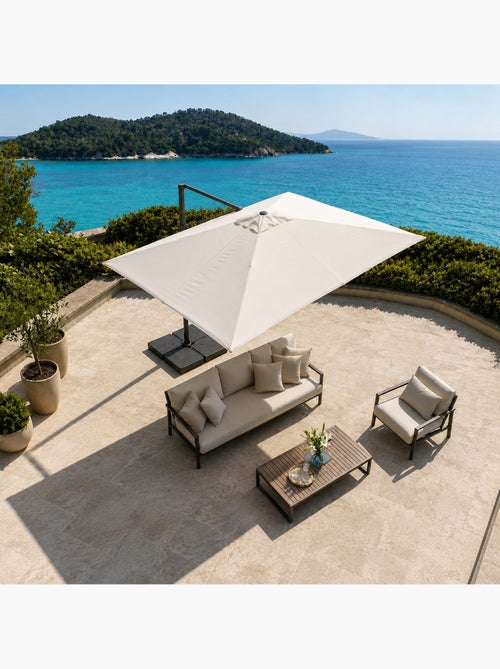 CEZIR Parasol rectangulaire 4x3m déporté rotatif écru en aluminium - Kiabi