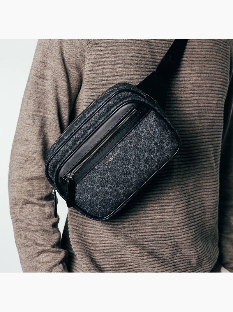 Chabrand Body-Bag Toile Enduite Cuir Noir - Kiabi