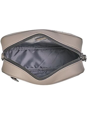 Chabrand Sacoche en toile enduite garnie cuir Ecru Gris
