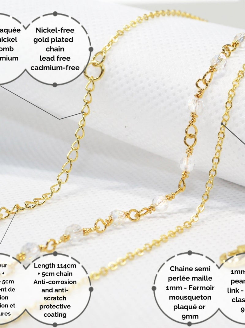 Chaîne semi-perlée plaquée or / blanc Doré/or - Kiabi