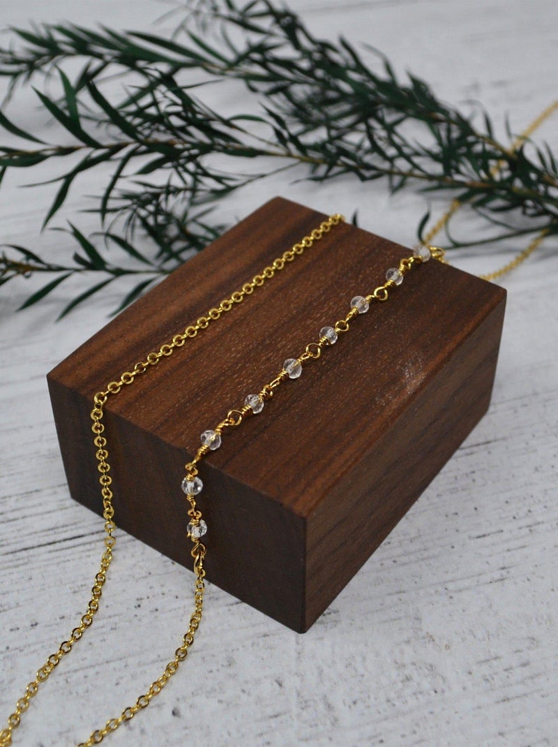 Chaîne semi-perlée plaquée or / blanc Doré/or - Kiabi