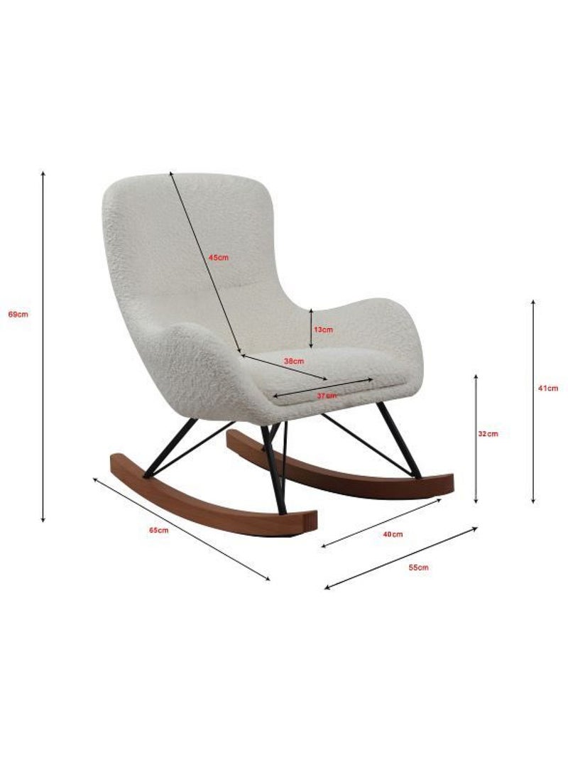 Chaise à bascule mini rocky en tissu bouclé Blanc - Kiabi