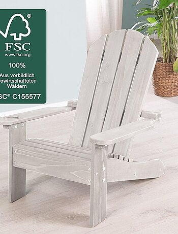 Chaise adirondack enfant en bois massif avec porte-gobelet 'Roba deck chair'