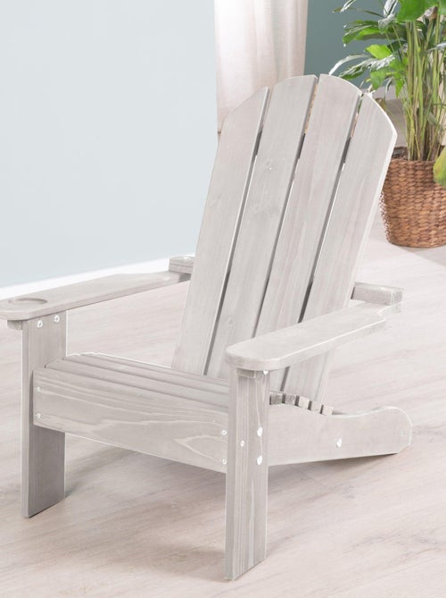 Chaise adirondack pour enfant en bois massif avec porte-gobelet 'Roba deck chair' - Kiabi