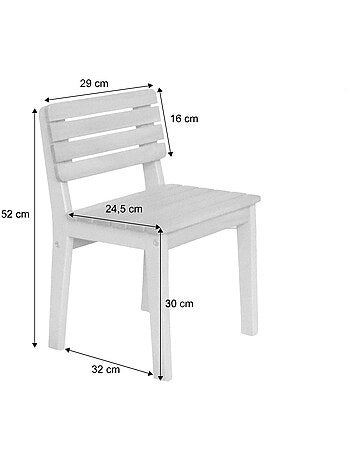 Chaise bois pour enfant intérieur/extérieur, salon de jardin enfant bois caroline