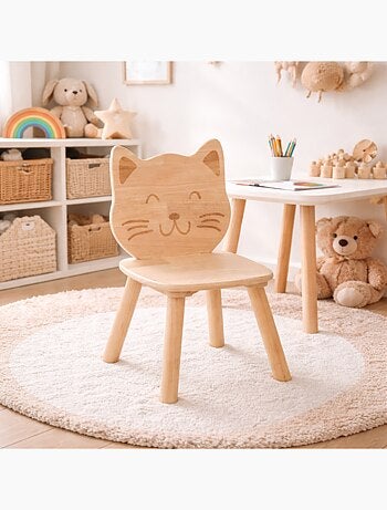 Chaise chat en bois naturel pour enfant