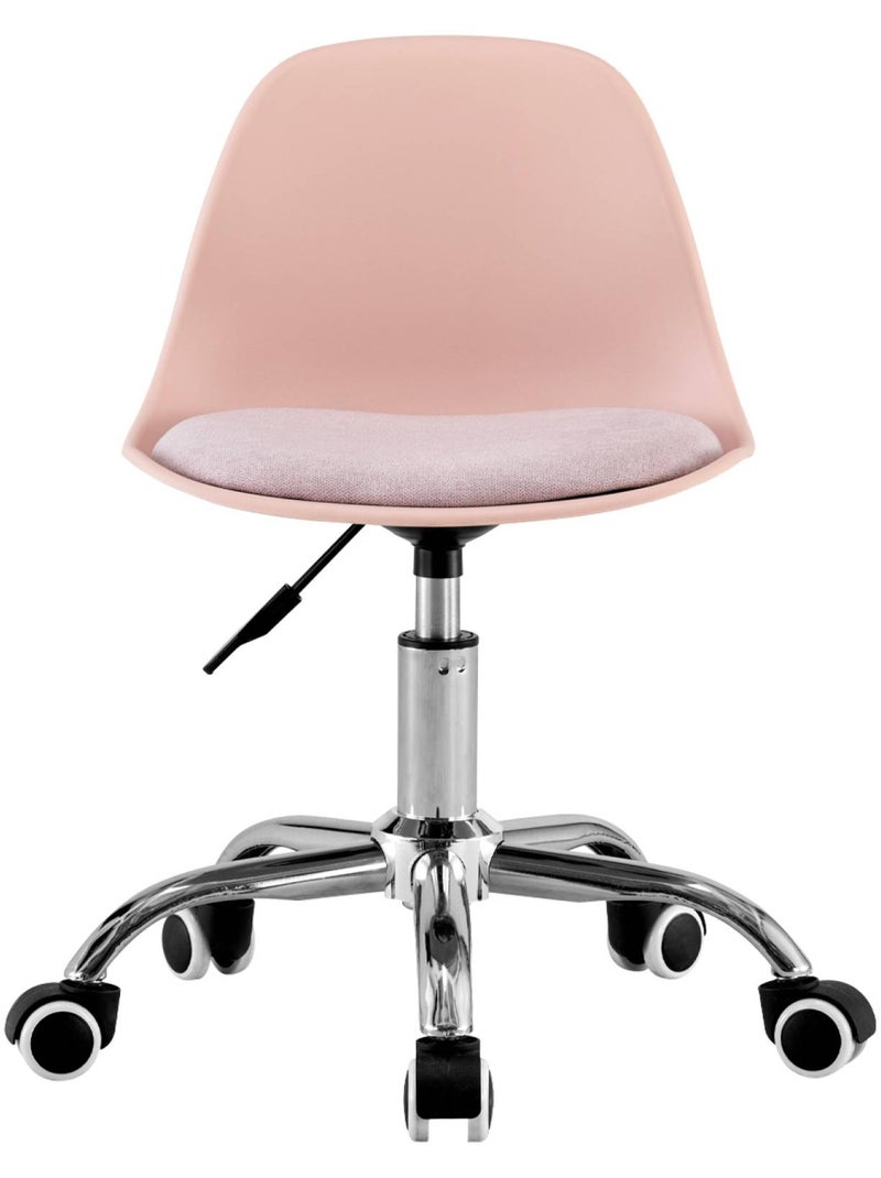 Chaise de bureau enfant à roulettes ajustable piètement chromé Manel Rose pâle - Kiabi