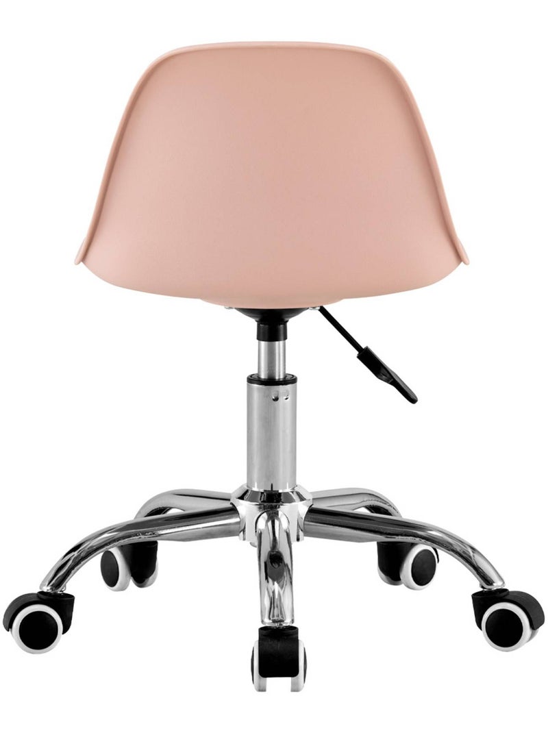 Chaise de bureau enfant à roulettes ajustable piètement chromé Manel Rose pâle - Kiabi