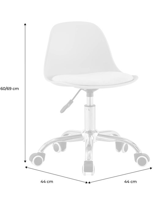 Chaise de bureau enfant à roulettes ajustable piètement chromé Manel - Kiabi Chaise de bureau enfant à roulettes ajustable piètement chromé Manel - Kiabi