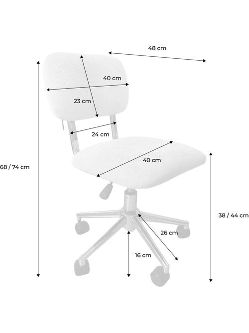Chaise de bureau enfant à roulettes ajustable tissu chenille Amory kid - Kiabi Chaise de bureau enfant à roulettes ajustable tissu chenille Amory kid - Kiabi