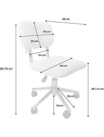 Chaise de bureau enfant à roulettes ajustable tissu chenille Amory kid