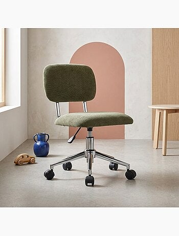 Chaise de bureau enfant à roulettes ajustable tissu chenille Amory kid