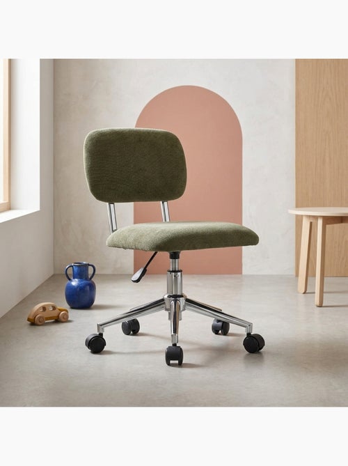 Chaise de bureau enfant à roulettes ajustable tissu chenille Amory kid - Kiabi Chaise de bureau enfant à roulettes ajustable tissu chenille Amory kid - Kiabi