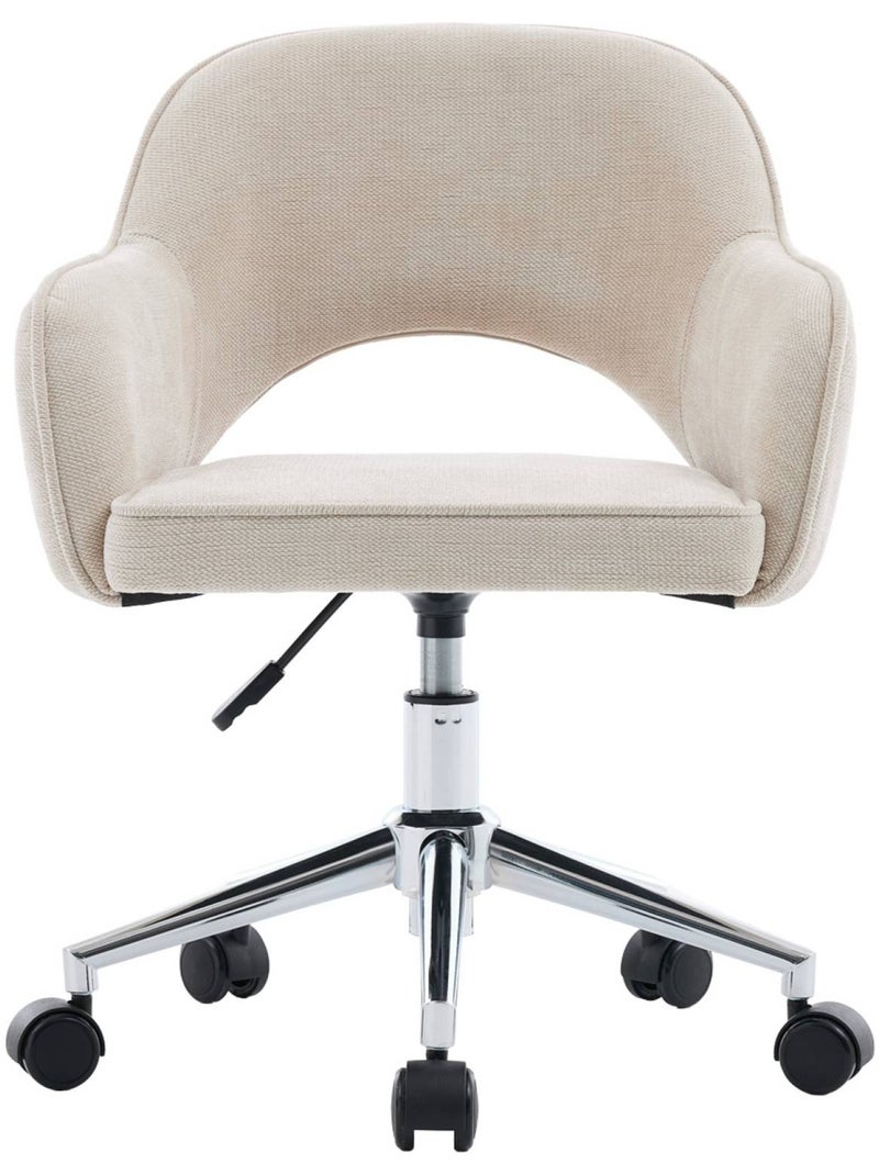 Chaise de bureau enfant à roulettes ajustable tissu chenille Jim Kid Beige - Kiabi
