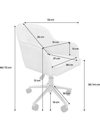 Chaise de bureau enfant à roulettes ajustable tissu chenille Jim Kid