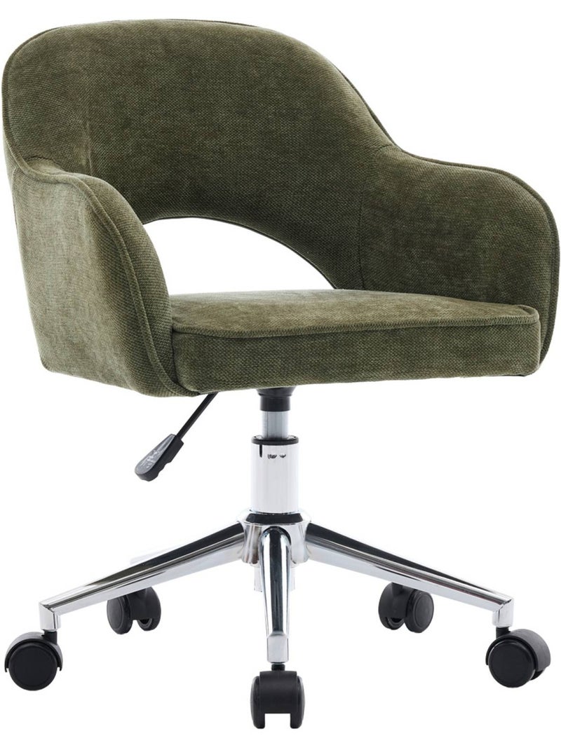 Chaise de bureau enfant à roulettes ajustable tissu chenille Jim Kid Kaki - Kiabi