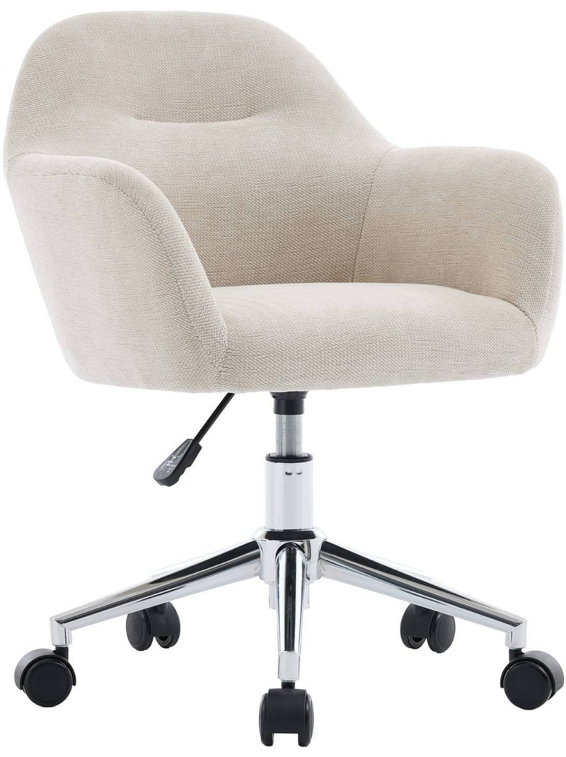 Chaise de bureau enfant à roulettes ajustable tissu chenille Stan Kid Beige - Kiabi