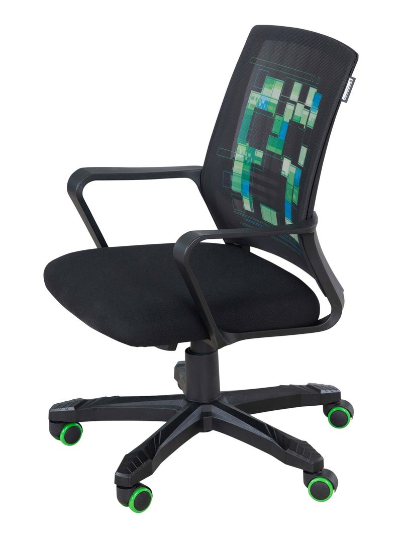 Chaise de bureau pivotante 360° hauteur réglable 'Minecraft' - ROBA Noir Vert Bleu - Kiabi