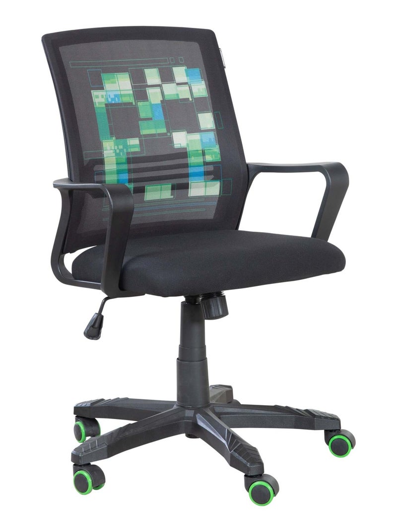 Chaise de bureau pivotante 360° hauteur réglable 'Minecraft' - ROBA Noir Vert Bleu - Kiabi