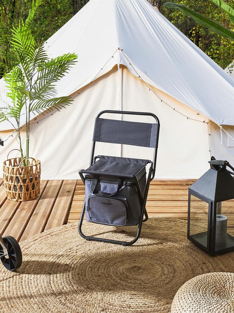 Chaise de camping pliante 2 en 1 avec sac isotherme Gris - Kiabi