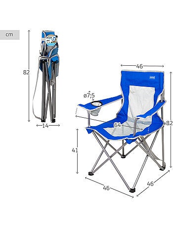 Chaise de camping pliante avec porte-gobelet et dossier respirant aktive