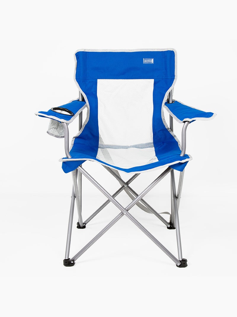 Chaise de camping pliante avec porte-gobelet et dossier respirant aktive Bleu - Kiabi