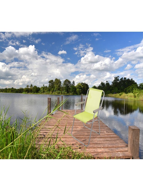 Chaise de camping pliante en acier avec accoudoir - Kiabi