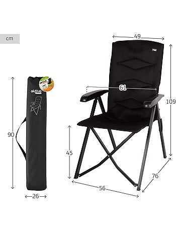 Chaise de camping pliante rembourrée et inclinable 5 positions aktive