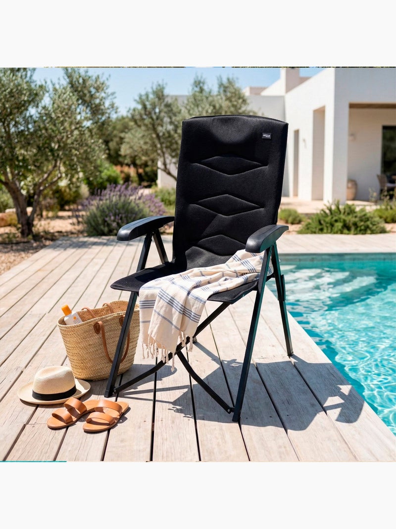 Chaise de camping pliante rembourrée et inclinable 5 positions aktive Noir - Kiabi