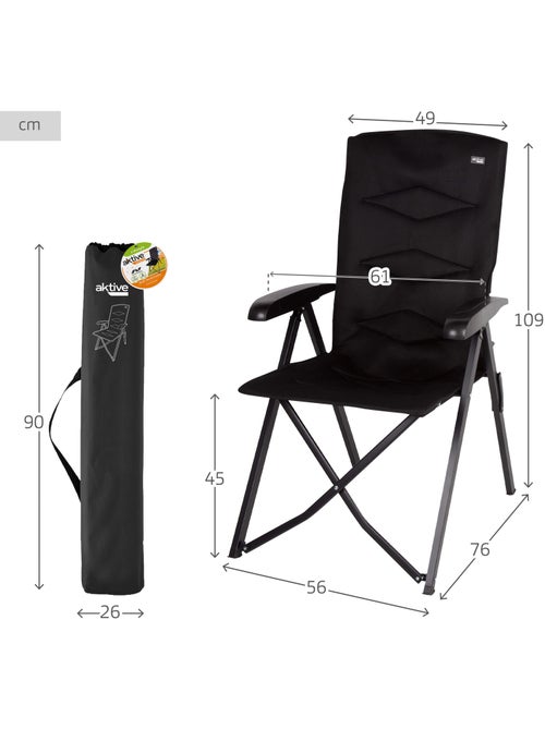 Chaise de camping pliante rembourrée et inclinable 5 positions aktive - Kiabi