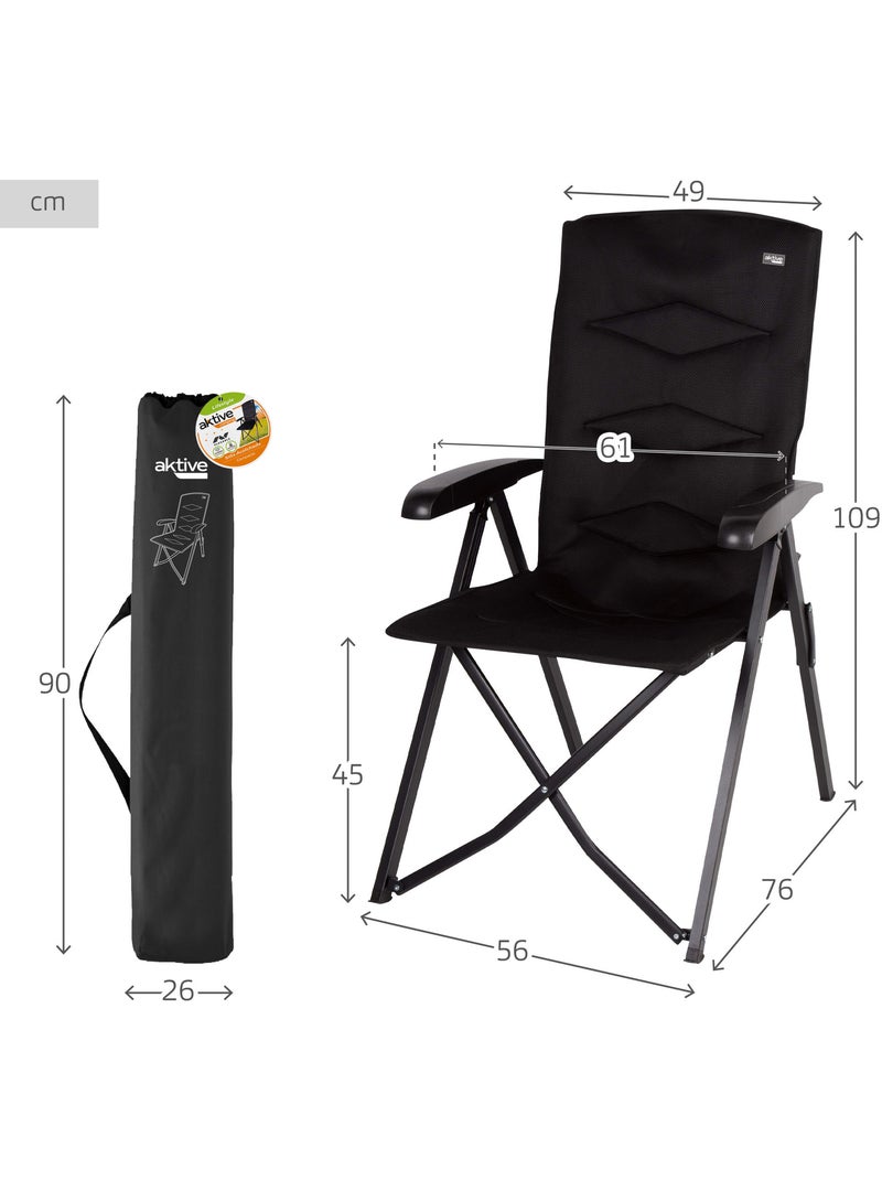 Chaise de camping pliante rembourrée et inclinable 5 positions aktive Noir - Kiabi