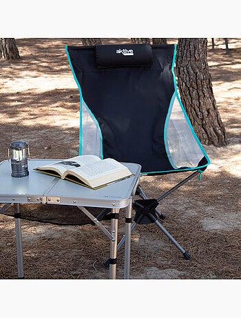 Chaise de camping pliante ultra-compacte avec coussin aktive