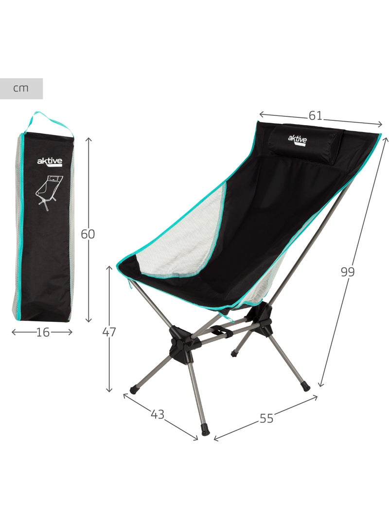 Chaise de camping pliante ultra-compacte avec coussin aktive Noir - Kiabi
