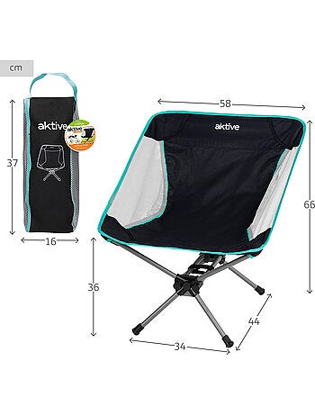 Chaise de camping pliante ultra-compacte avec sac de transport aktive