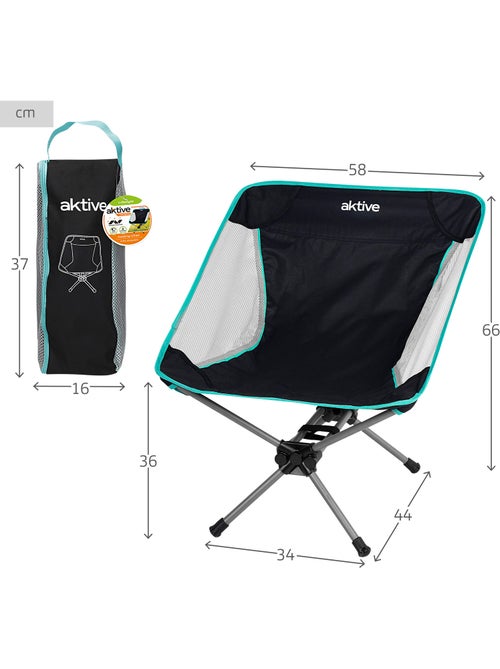 Chaise de camping pliante ultra-compacte avec sac de transport aktive - Kiabi
