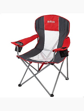 Chaise de camping pliante xl avec porte-gobelet aktive